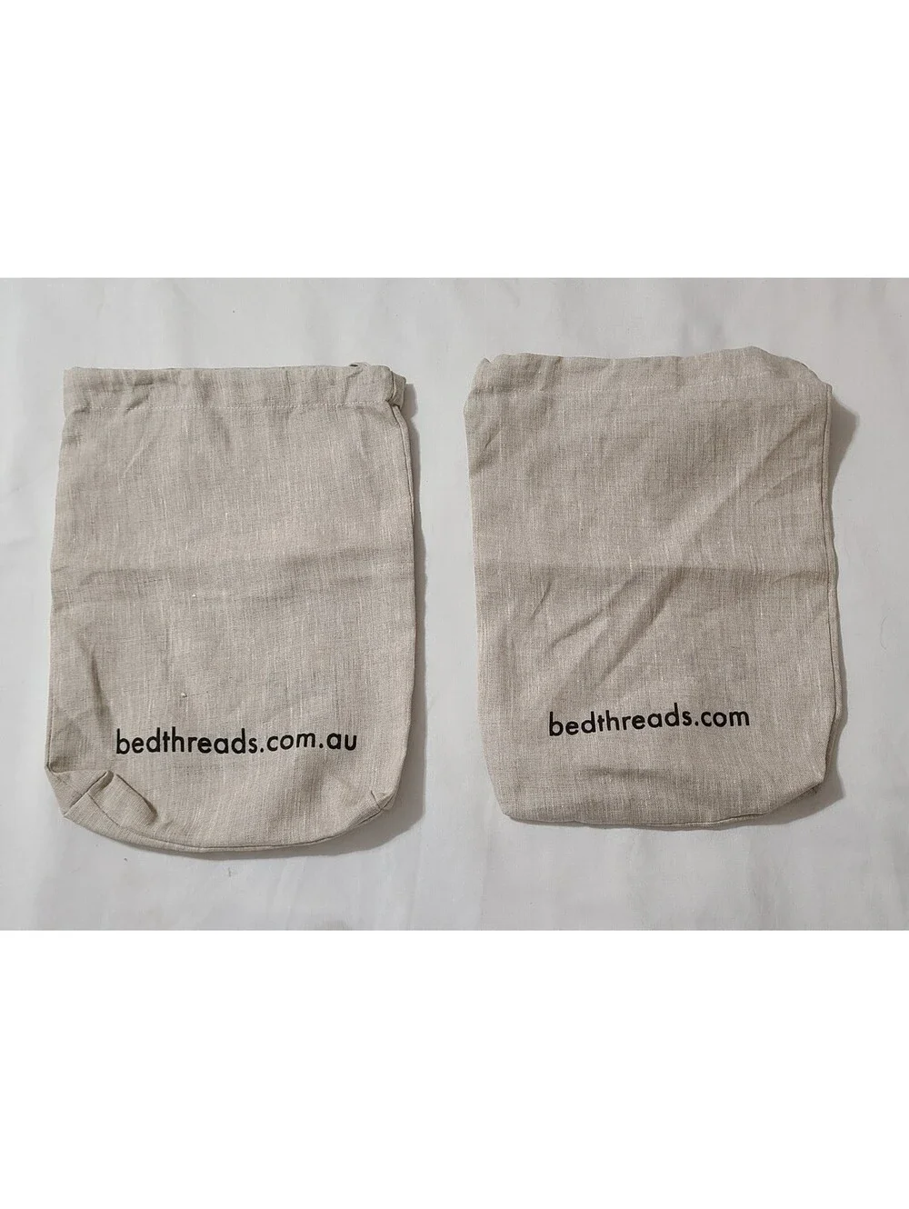 2pk Bed Threads 100% Flax Linen Drawstring Bags Sz 11x8 Medium Beige Replacement